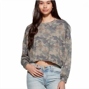 Ladies Tresics Camouflage Cropped Sweatshirt Size SMALL